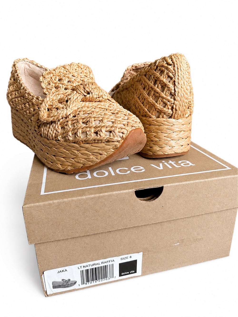 Dolce Vita Jaka Espadrille Wedge LT Natural Raffia Bow Shoes Size 8 BNWB - Picture 13 of 15